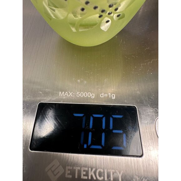 Handcrafted Frosted Green Glass Vase With Silver Accents & Intricate Leaf Design - Picture 9 of 10